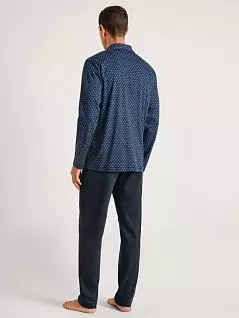 Пижама из тонкого хлопка (рубашка с планкой на пуговицах во всю длину и брюки) темно-синего цвета CALIDA  48662c409